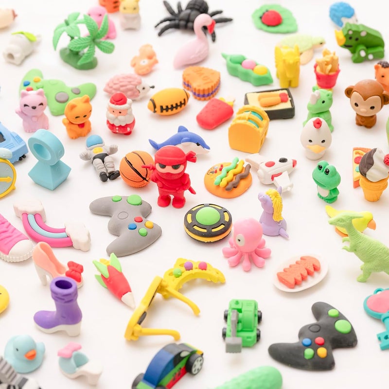 Clock King 132pcs 3D Cute Kids Erasers, Random Desktop Pet Toys Gifts, Classroom Rewards Kids Party Gifts, Various Styles Such as Animals, Food, Plants, Space, Princess, Sports, Halloween, Christmas - Image 4